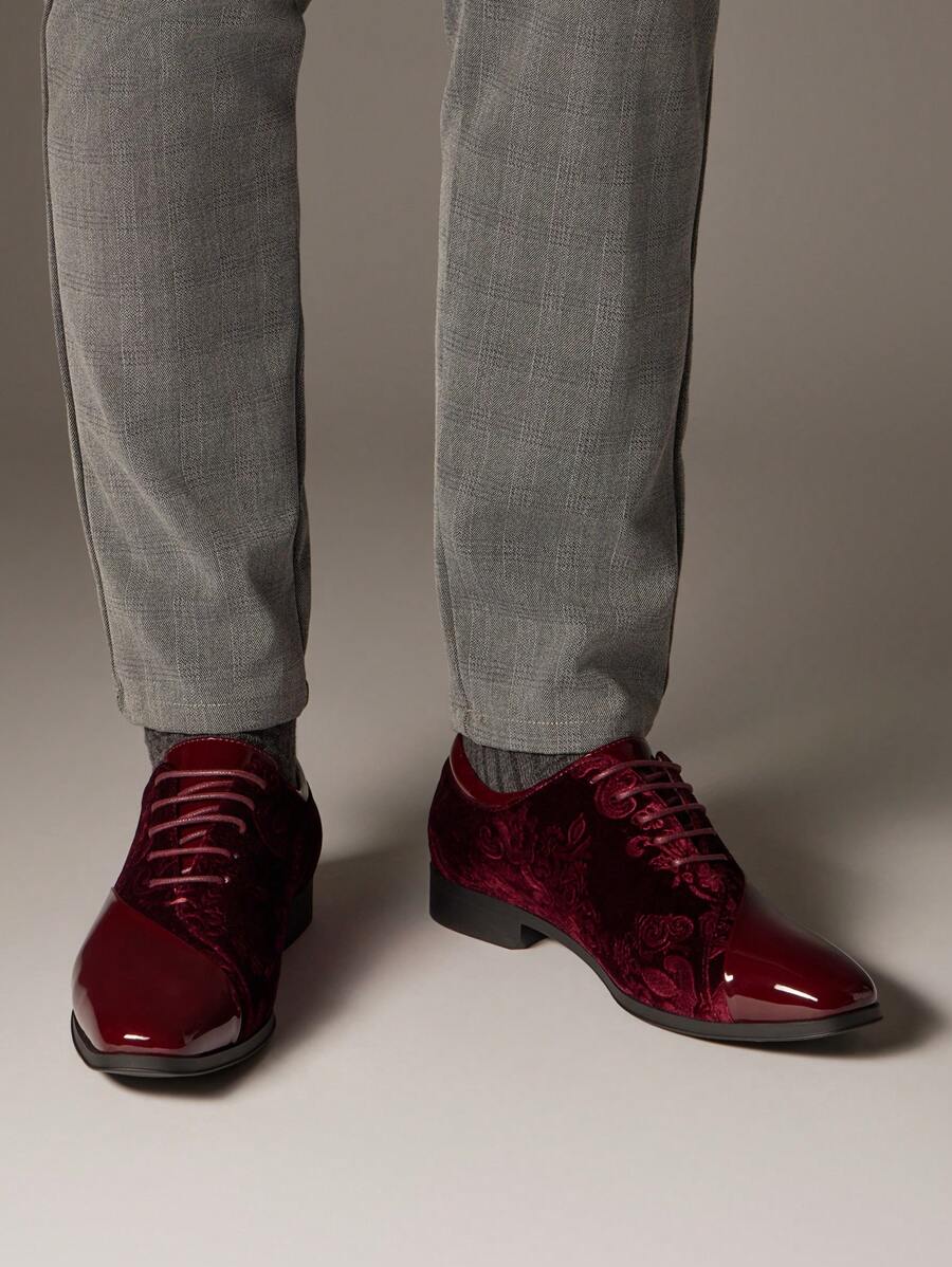 Embroidered Velvet Oxford Shoes