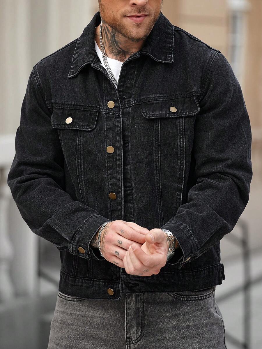 Washed Black Denim Jacket