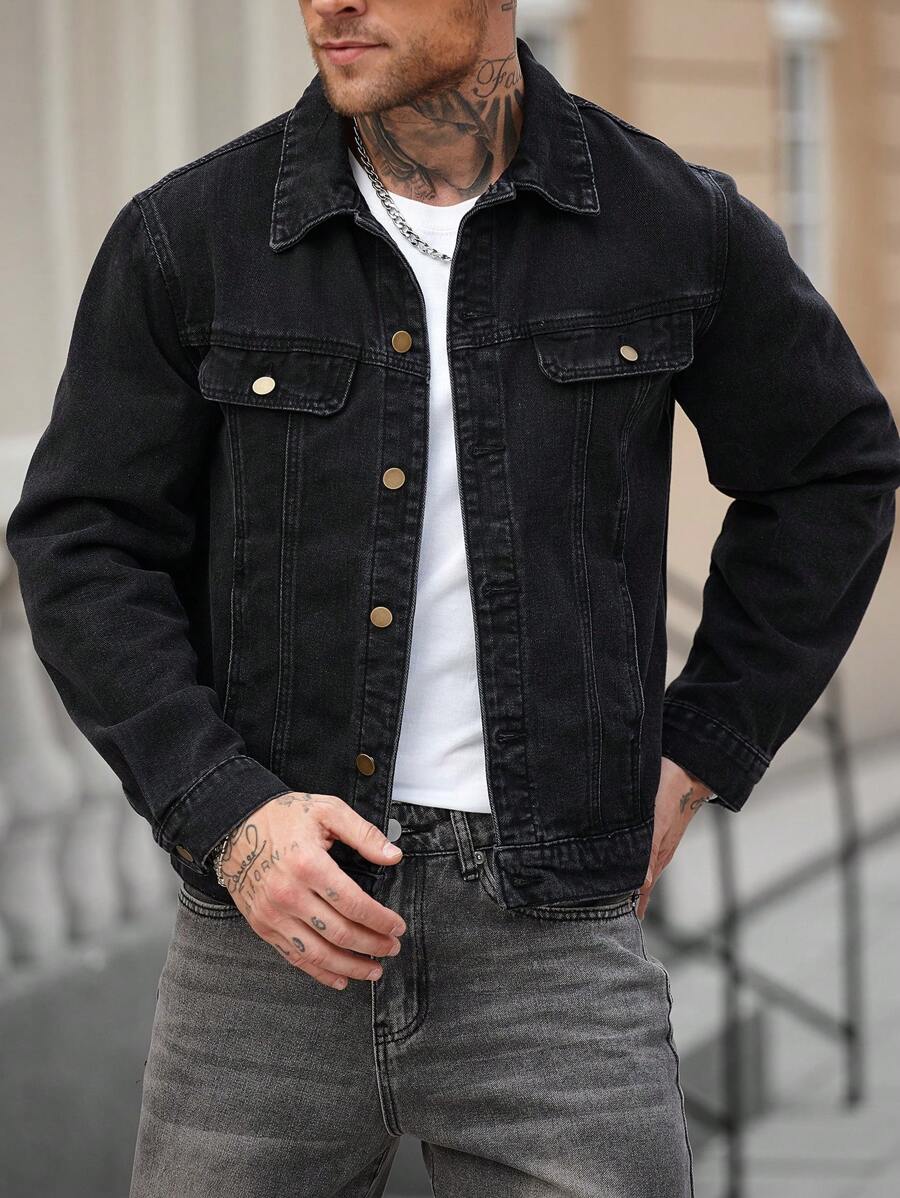 Washed Black Denim Jacket