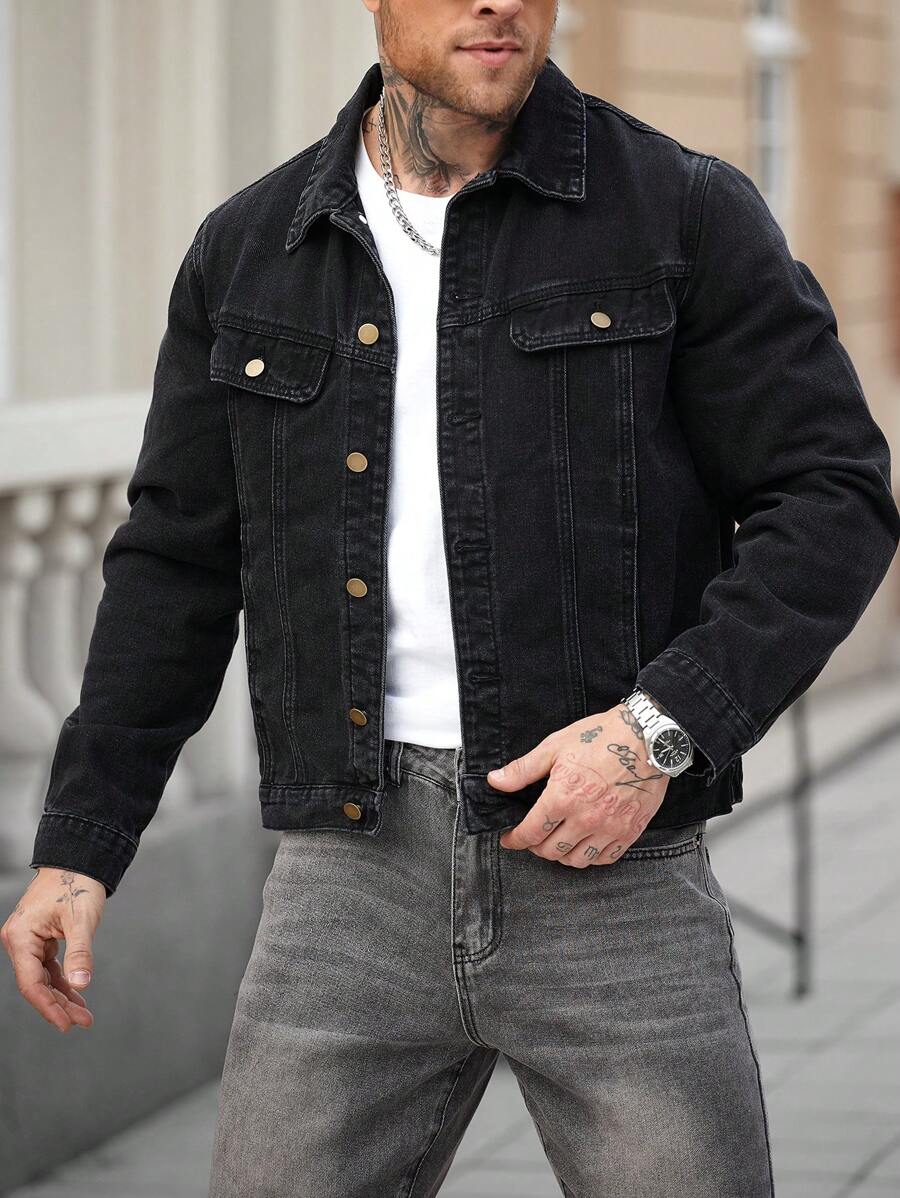 Washed Black Denim Jacket