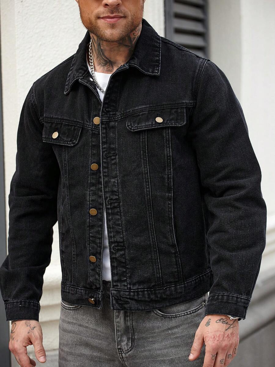 Washed Black Denim Jacket