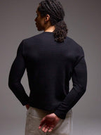 Waffle Knit Henley Long Sleeve