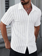 Manfinity CasualCool Men's Striped Black And White Short Sleeve Shirt