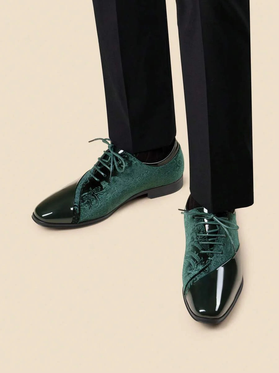 Embroidered Velvet Oxford Shoes