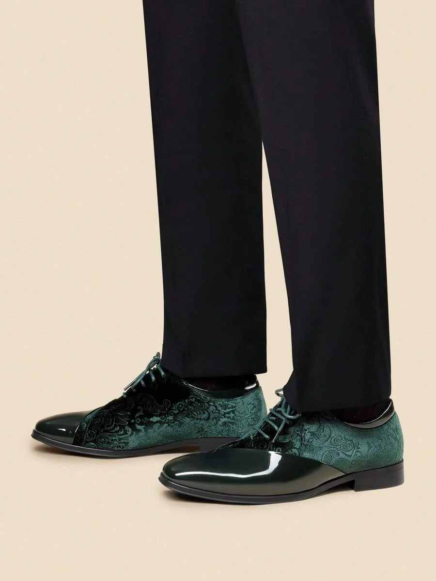 Embroidered Velvet Oxford Shoes