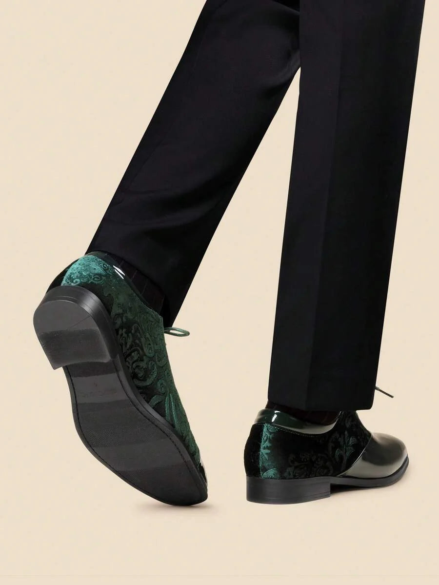 Embroidered Velvet Oxford Shoes