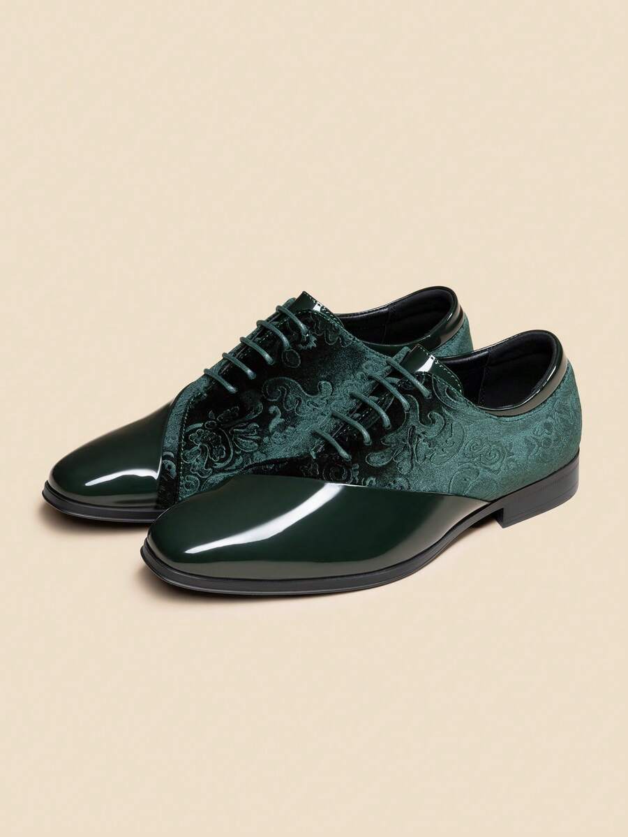 Embroidered Velvet Oxford Shoes
