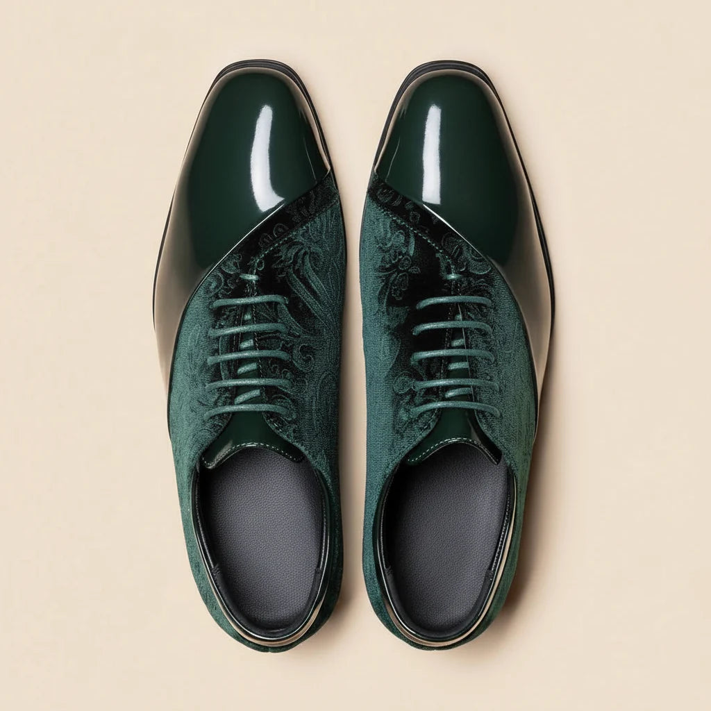 Embroidered Velvet Oxford Shoes