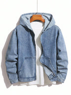 Hooded Denim Zip Jacket