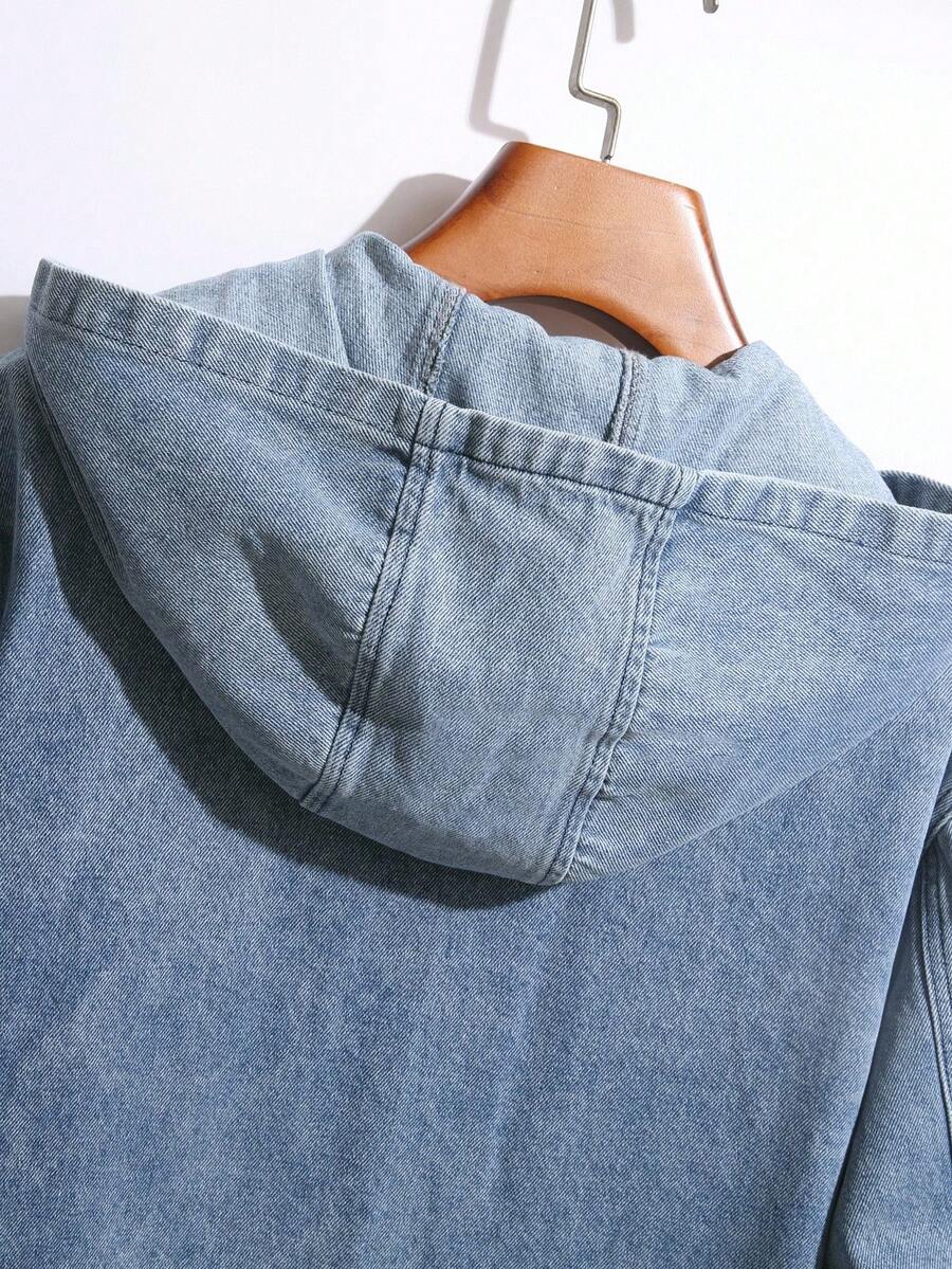 Hooded Denim Zip Jacket