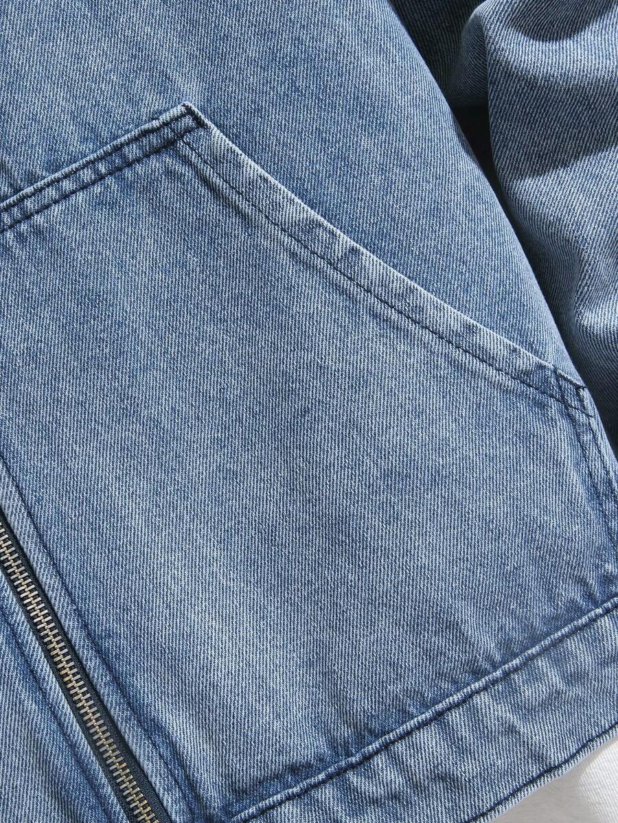Hooded Denim Zip Jacket