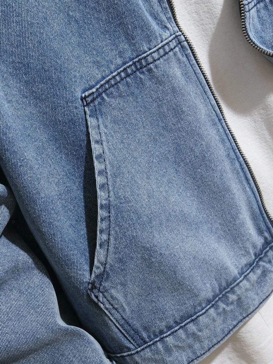 Hooded Denim Zip Jacket