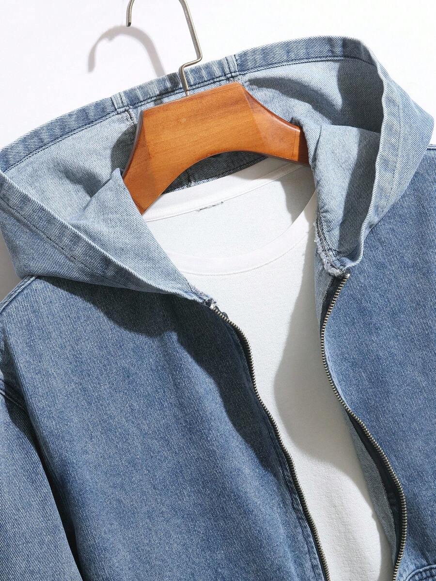 Hooded Denim Zip Jacket
