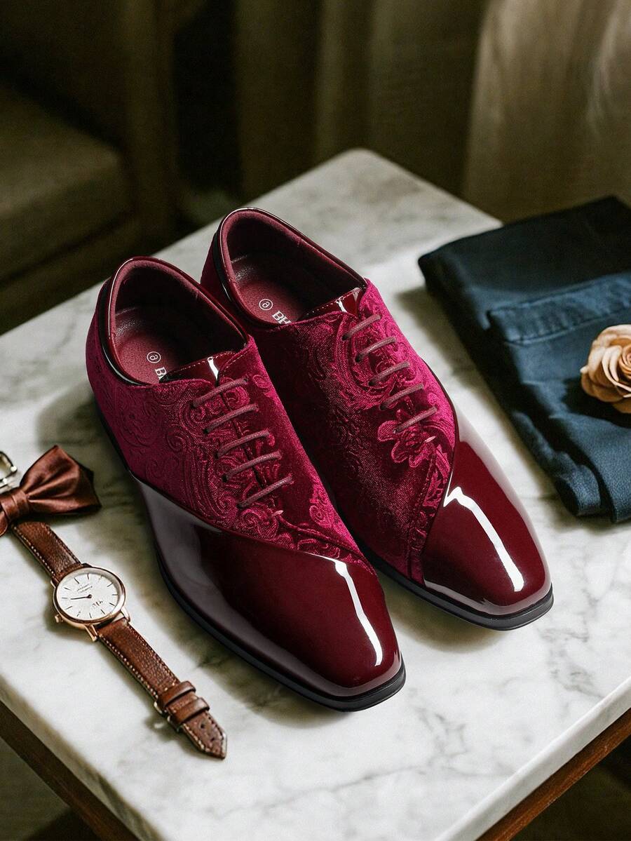 Embroidered Velvet Oxford Shoes