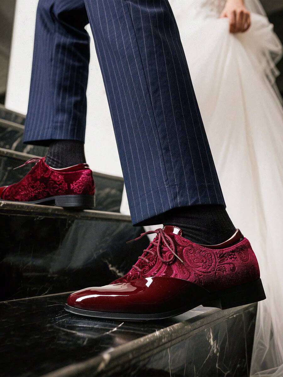Embroidered Velvet Oxford Shoes