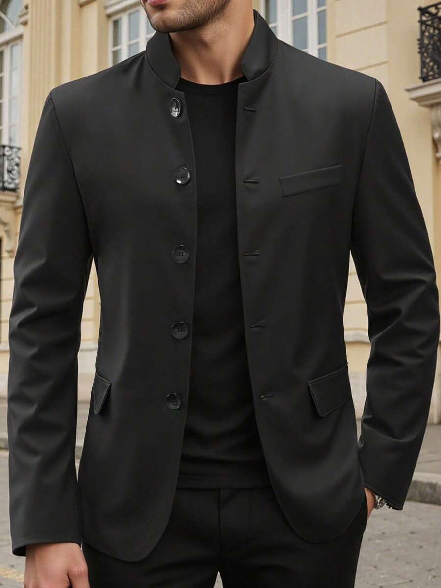 Stand Collar Minimal Blazer