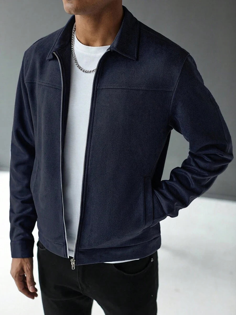 Plain Zip Collar Jacket