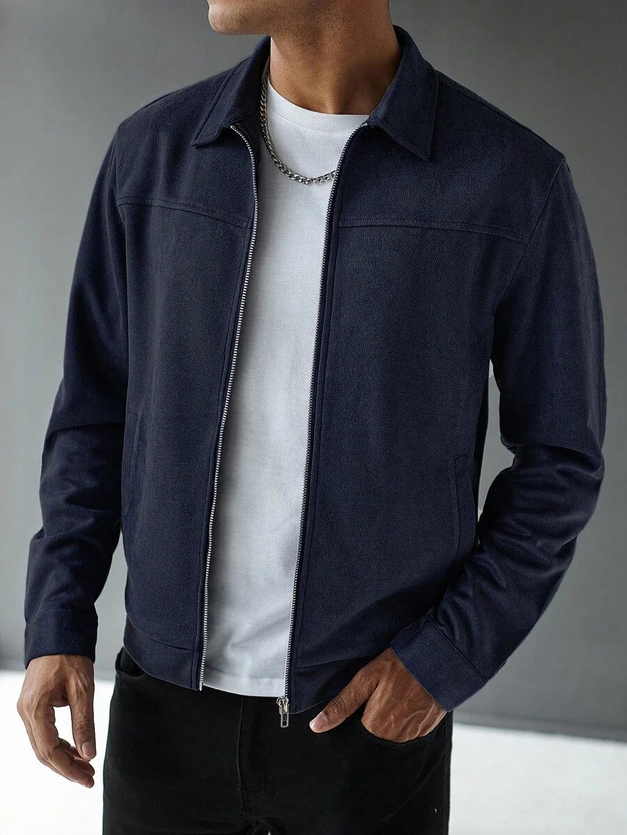 Plain Zip Collar Jacket