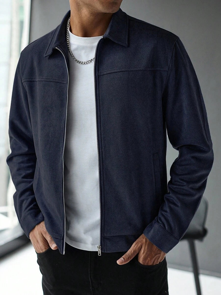 Plain Zip Collar Jacket