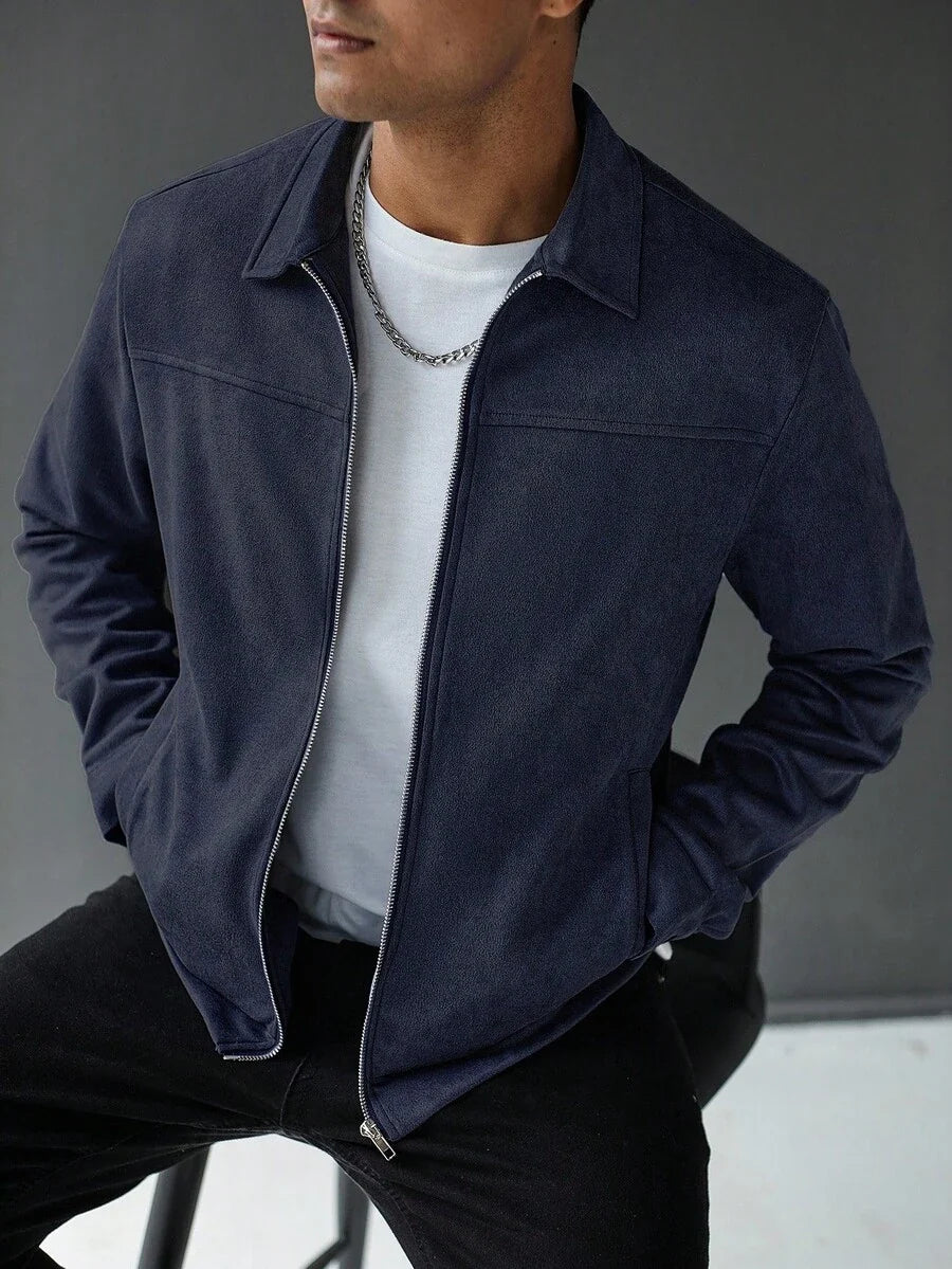 Plain Zip Collar Jacket