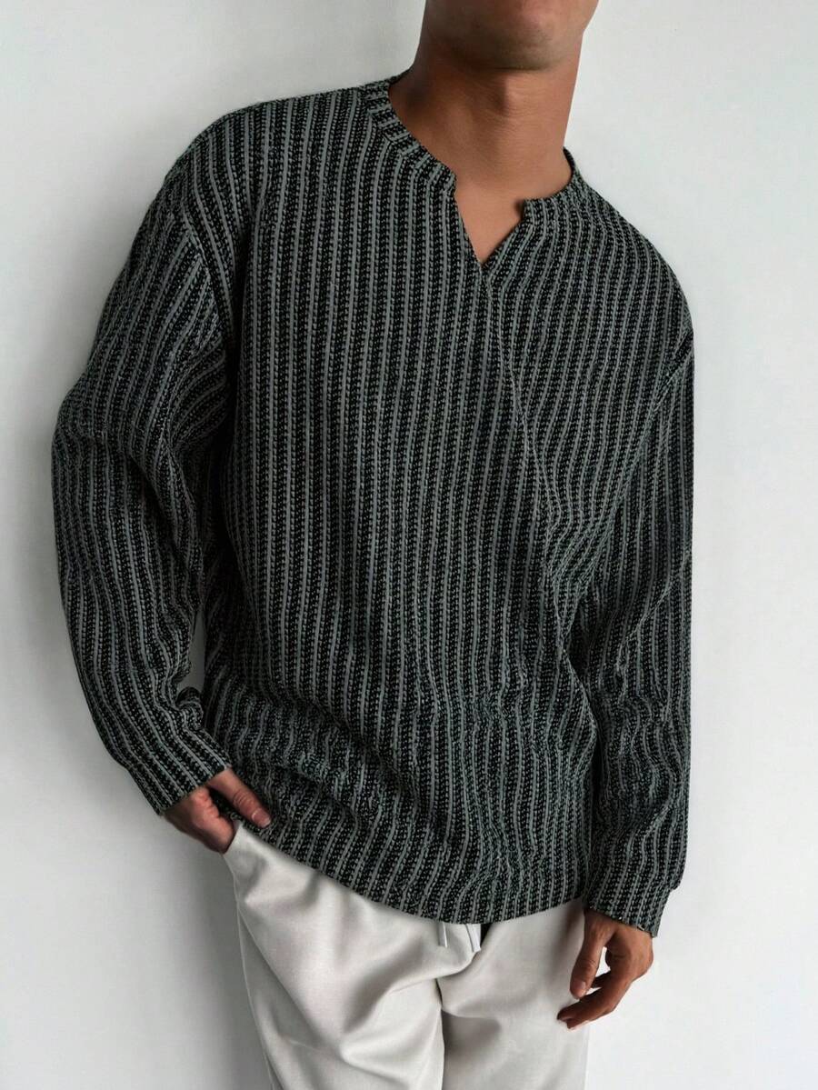 Herringbone Knit Long-Sleeve Top