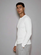 Waffle Knit Henley Long Sleeve