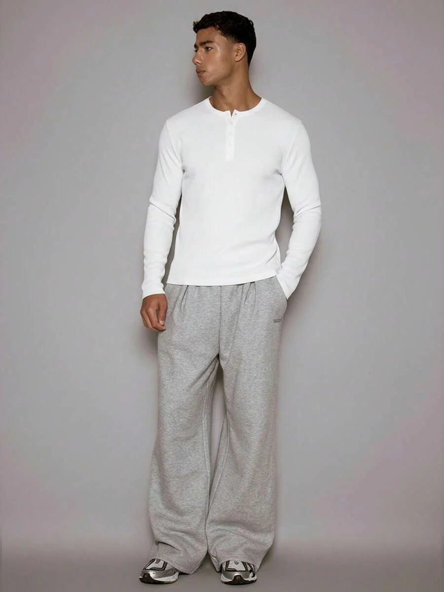 Waffle Knit Henley Long Sleeve