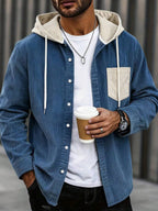 Corduroy Button-Up Hoodie