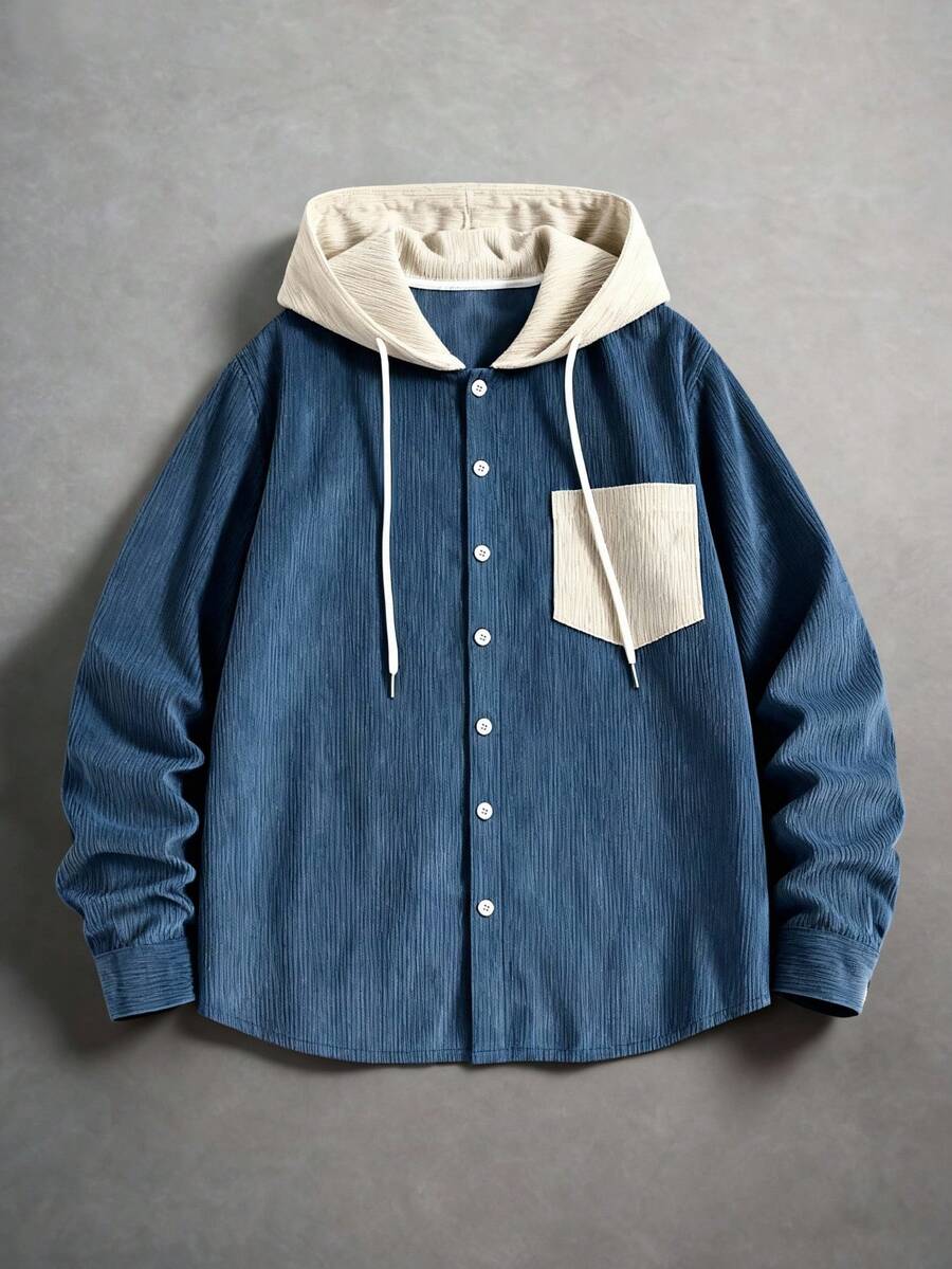 Corduroy Button-Up Hoodie