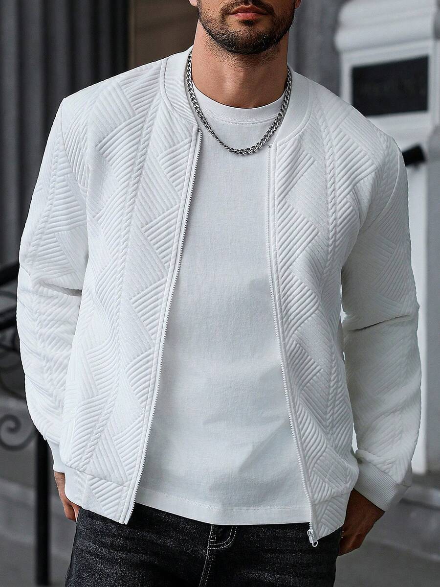 Textured Ribbed Bomber Jacket
