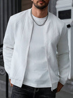 Textured Ribbed Bomber Jacket