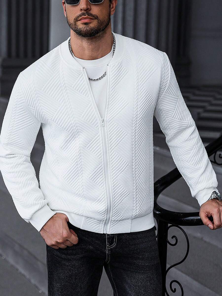 Textured Ribbed Bomber Jacket