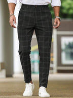 Checked Slim Suit Trousers