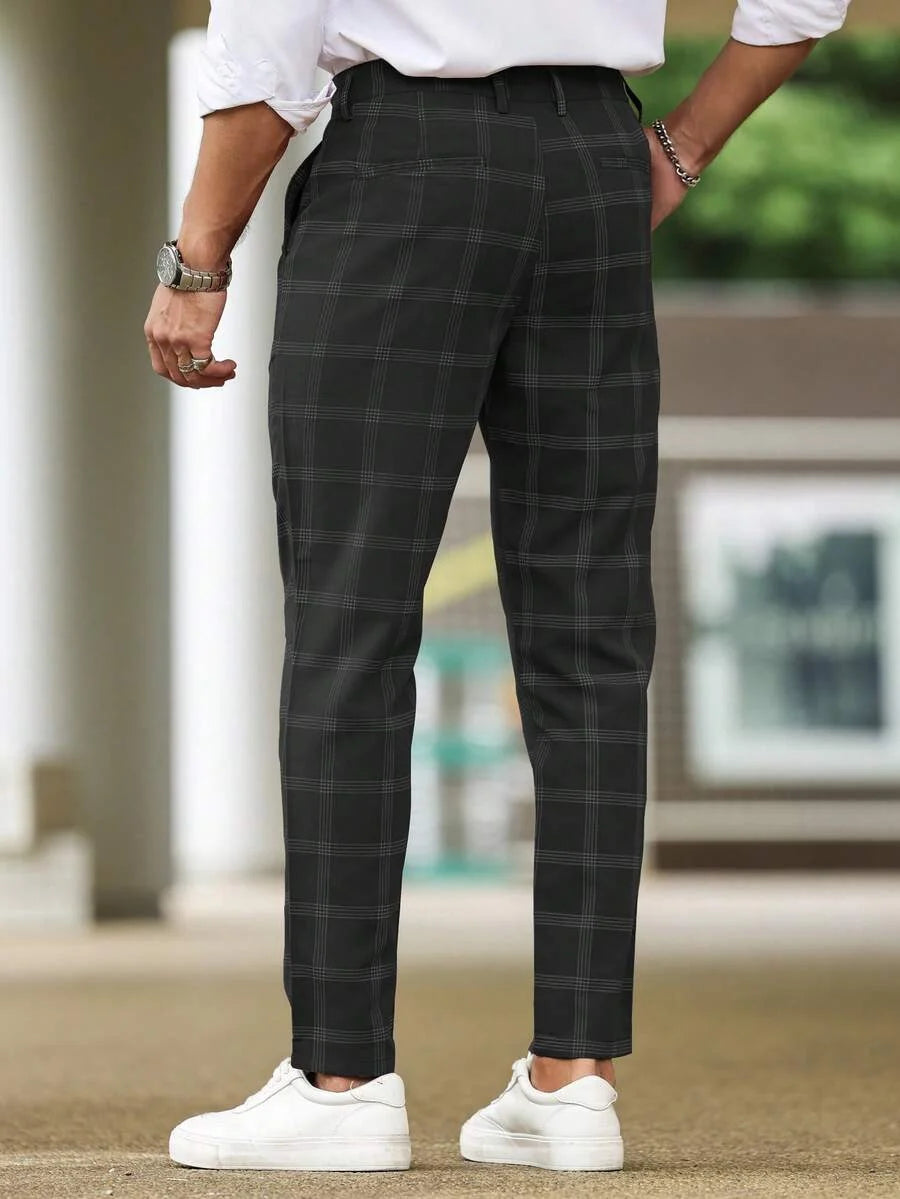 Checked Slim Suit Trousers