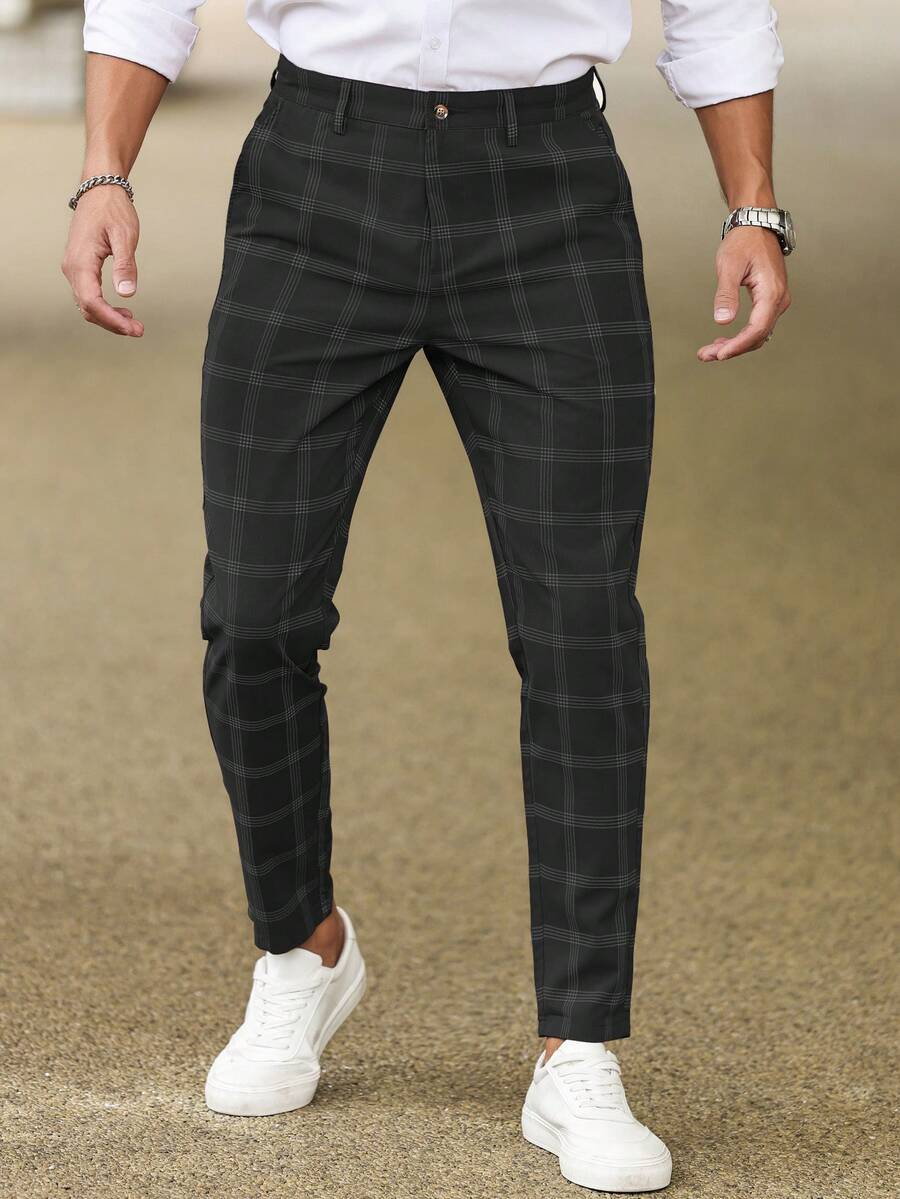 Checked Slim Suit Trousers