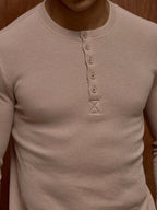 Waffle Knit Henley Long Sleeve