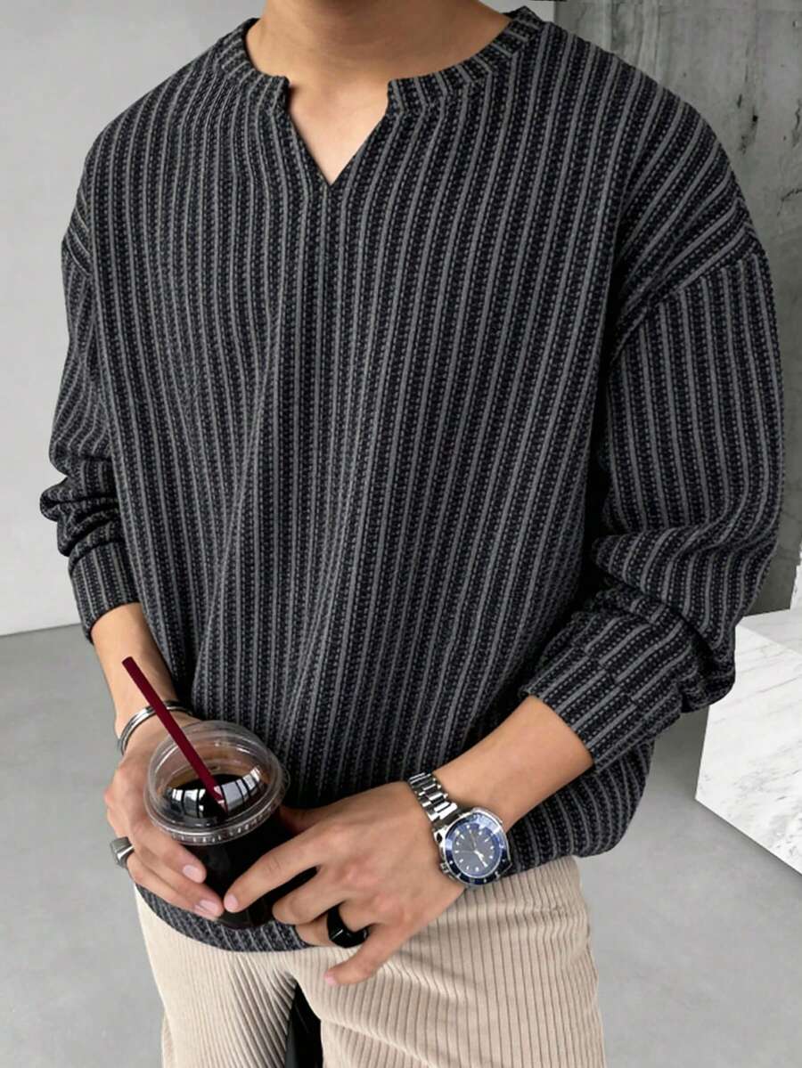 Herringbone Knit Long-Sleeve Top
