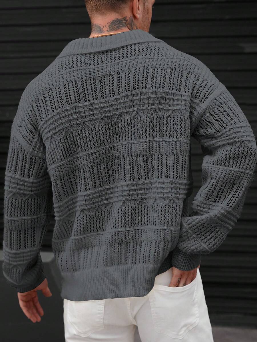 Dropped Seam Pointelle Knit Jumper