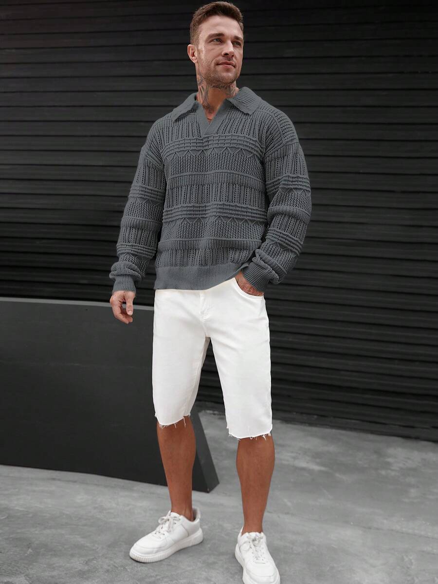 Dropped Seam Pointelle Knit Jumper