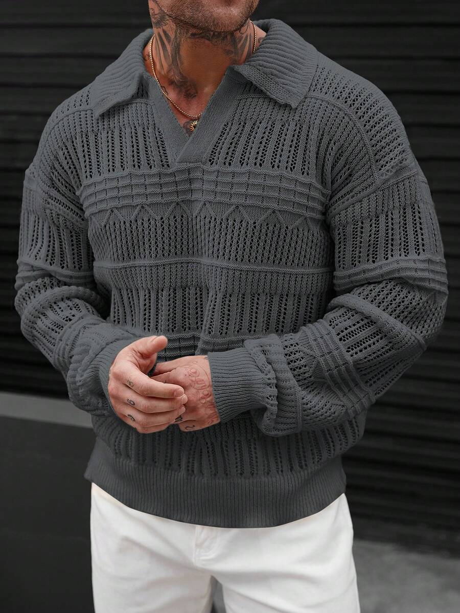 Dropped Seam Pointelle Knit Jumper