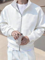 Stand Collar Zip Knit Jacket