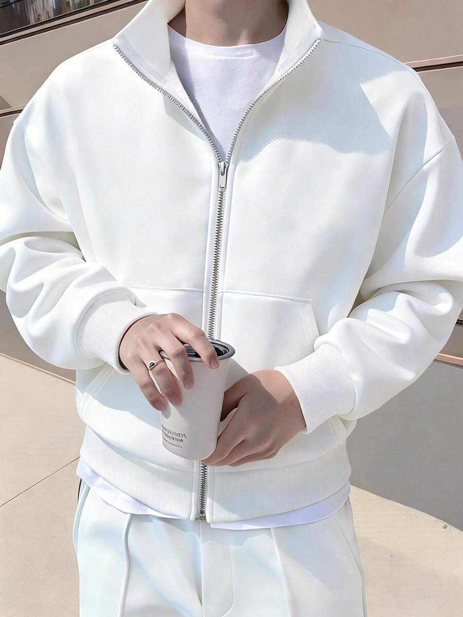 Stand Collar Zip Knit Jacket
