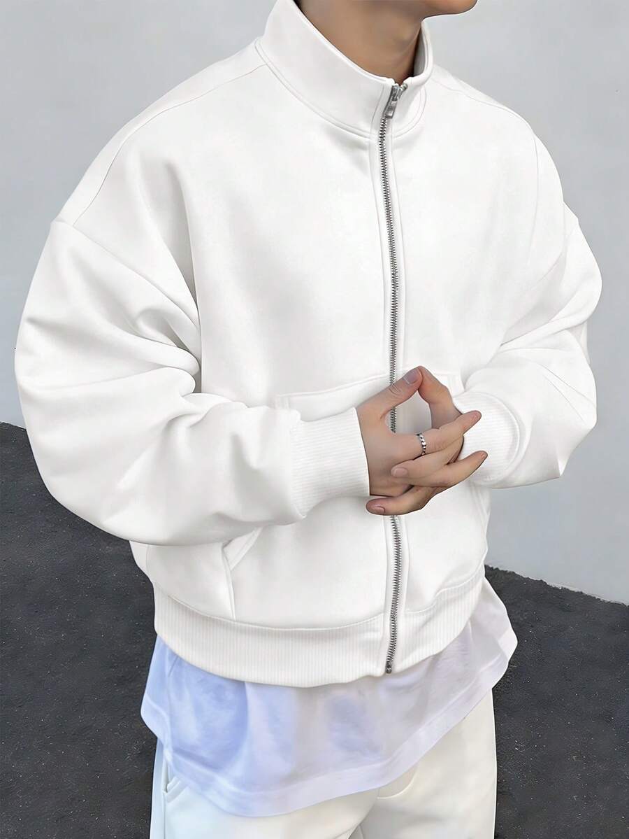 Stand Collar Zip Knit Jacket
