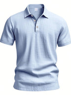 Men's Linen Henley V-Neck Short Sleeve Casual Beach Vacation Shirt