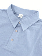 Men's Linen Henley V-Neck Short Sleeve Casual Beach Vacation Shirt