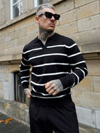 Ribbed Stripe Collared Jumper