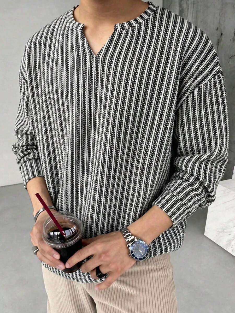 Herringbone Knit Long-Sleeve Top