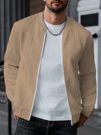 Textured Ribbed Bomber Jacket