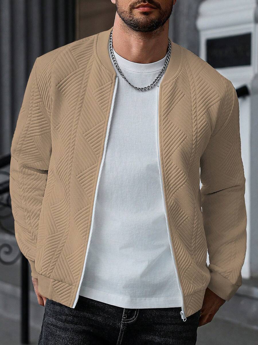 Textured Ribbed Bomber Jacket