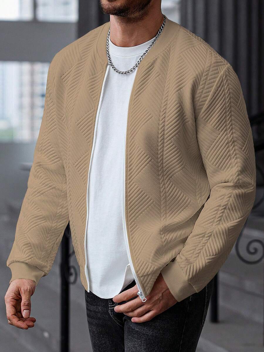 Textured Ribbed Bomber Jacket